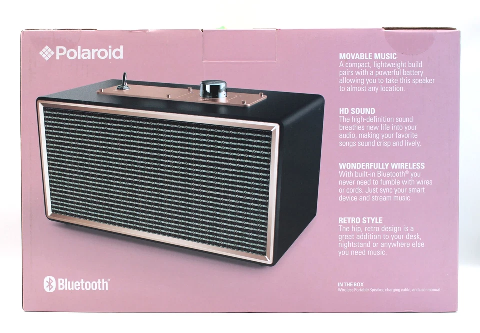 Polaroid (PBT3032BKRG) Wireless Portable Speaker - HD Sound, Retro Style - Image 2 of 3