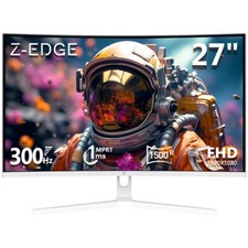 Z-EDGE 27" 1080P 300Hz 1ms Ultra-Slim Bezel Curved Gaming Monitor - Black/White