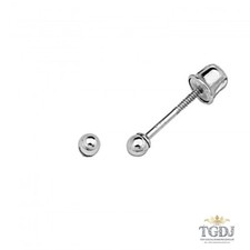 14K Solid White Gold 2mm Ball Screw Back Stud Earrings Baby Children Girls