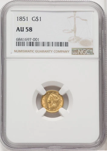 1851 Gold Dollar - Type 1 G$1 NGC AU58