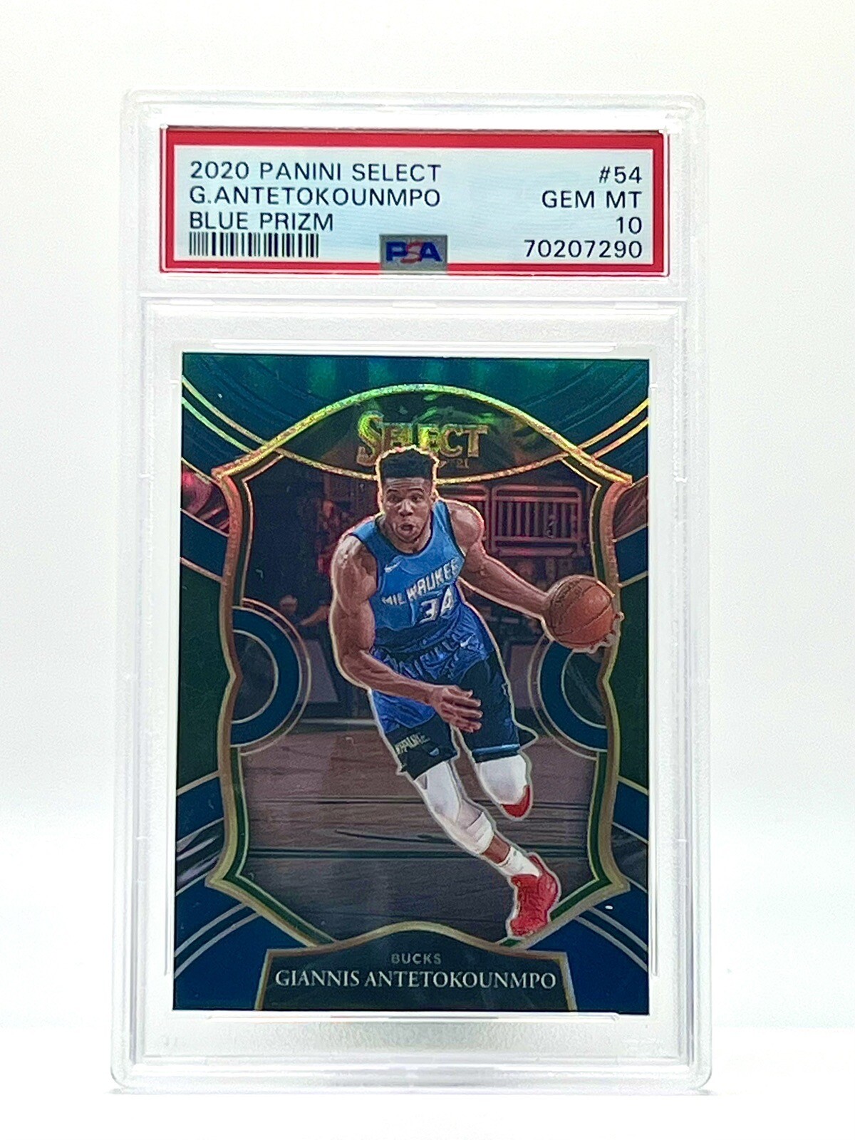 2020 PANINI SELECT BLUE PRIZM #117 GIANNIS ANTETOKOUNMPO BUCKS PSA 10 GEM MINT