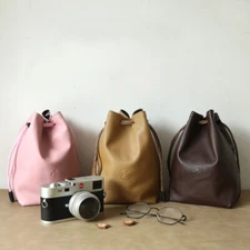 PU Leather Waterproof Drawstring Camera Bag Pouch Insert For Canon Nikon Sony