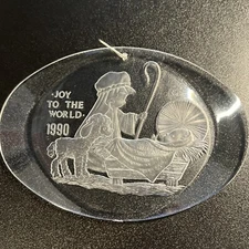 Holiday Treasures Dated Christmas Ornament 1990 Clear Acrylic Nativity Manger