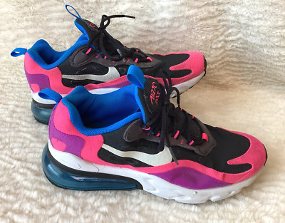 Nike Air Max 270 React Tennis Shoes Size 7 Youth GS Black White Pink Sneakers