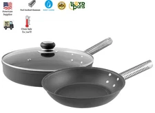 Skillet Saute Fry Pan Cookware Set safe to 700°F degrees Hard anodized Aluminum