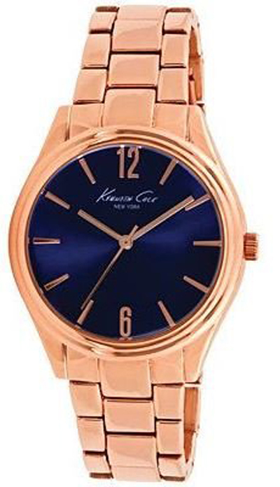 Женские часы Kenneth Cole 10021764 New York с синим циферблатом из розового золота и нержавеющей стали