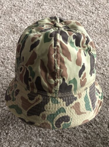 Vintage Camo Bucket Hat Boonie Cap YA Foam Lined Korea Wide Brim Ear Covers M - Picture 3 of 10