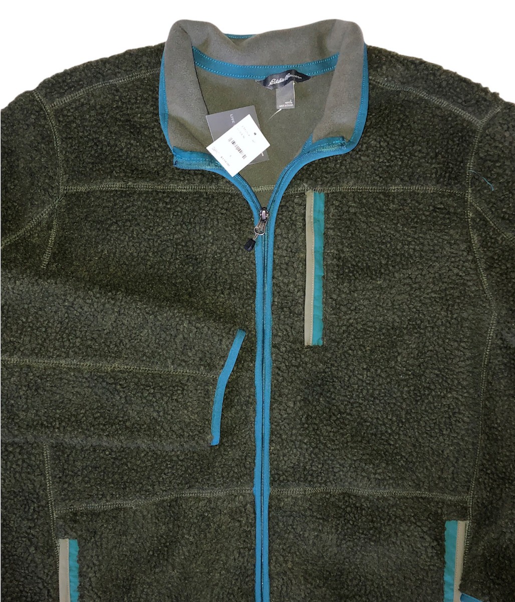 New Eddie Bauer Sherpa Jacket Mens Large High Pile Lodon Green