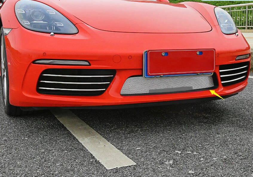 Parachoques delantero de acero plateado para Porsche 718 2016 2017-2021 capó central rejilla malla Foto 4 de 4