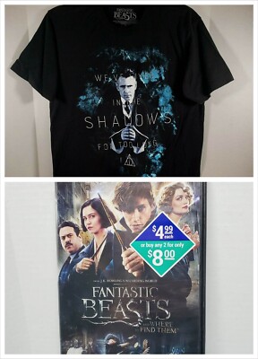 Fantastic Beasts and Where to Find Them DVD 2016 and Percival Graves Tshirt Sz M