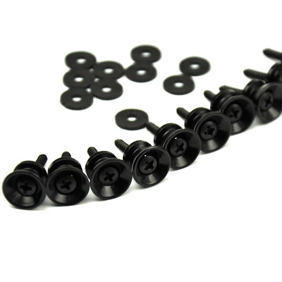 10 Sets of Black Universal Guitar Strap Locks Nails Buttons + Screws + Pad