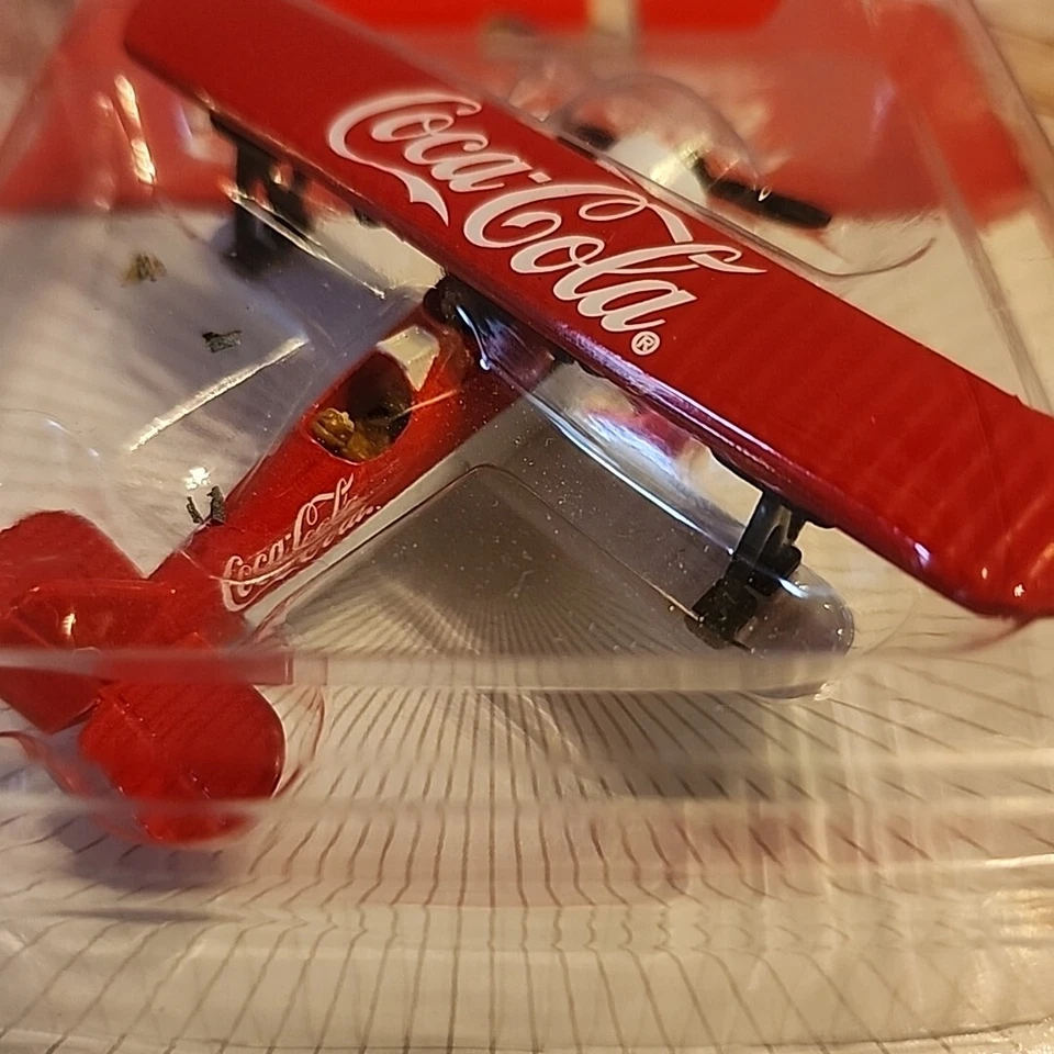 Coca Cola 1932 Stearman Biplane Diecast Replica Plane Coke Collectible - Image 4 of 4