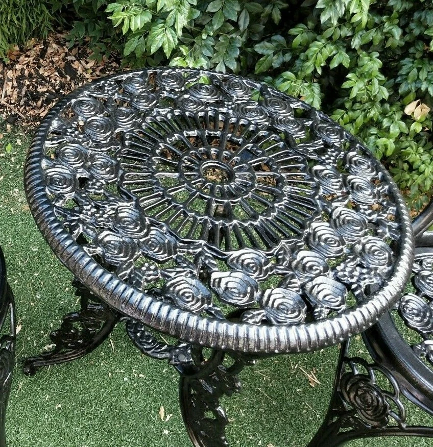 Heavy Cast Iron Table Black Garden Indoor Outdoor Umbrella HolePool Patio Bistro