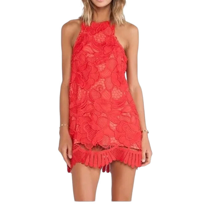 Revolve Lovers and Friends Red Lace Valentines Sexy mini Dress size XS SS108
