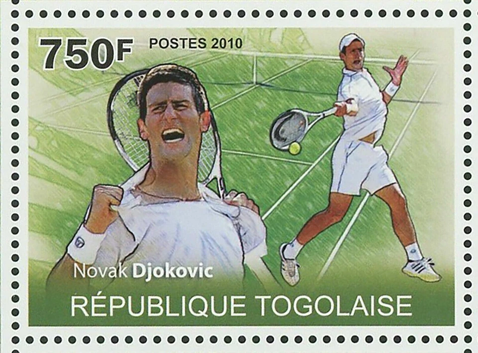 Sello de tenis Novak Djokovic Roger Federer Rafael Nadal Jankovic S/S MNH Foto 3 de 4