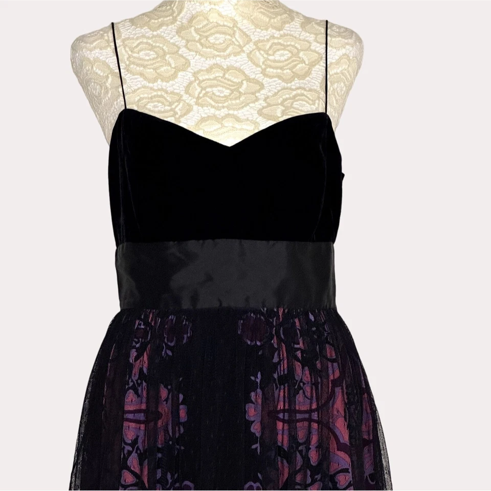 Plenty By Tracy Reese Silk Velvet Lace Netting Party Dress Paisley 4 bv - Image 4 of 4