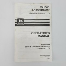 OEM John Deere 46 Inch Snowthrower Owner Operator's Manual OMM120721 C6