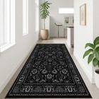 Classic Hallway Rug, Elegant Vintage Style Rug, Dark Gothic Floral Rug, Long