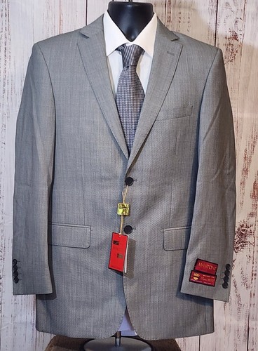 Mantoni 2 Piece Suit Mens 36R 30W Gray White Microcheck Super 140s Wool NWT - Picture 3 of 13