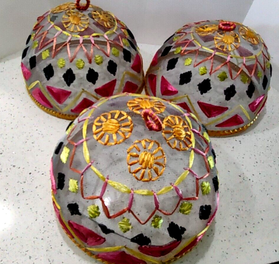 Lot of 3 Vintage Mesh Food Dome Picnic Screen Covers