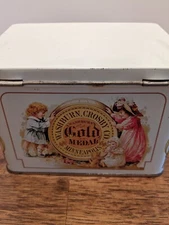 Vintage General Mills Washburn's Gold Medal Flour Recipe Box Tin With Cards