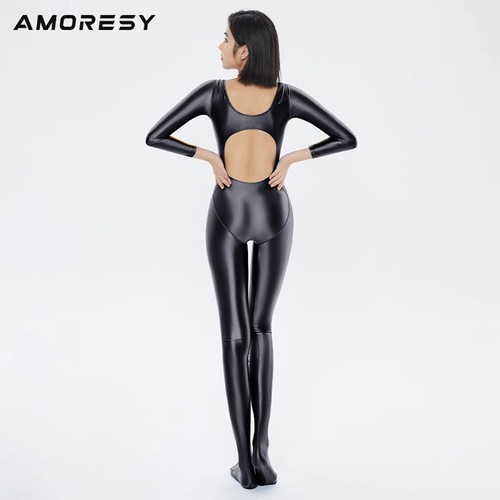 AMORESY Damen Glitzer Overalls Einteilig Patchwork Catsuit Bodysuit Jumpsuit Gym - Bild 2 von 13