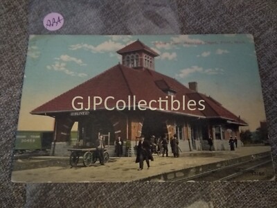PARA Train or Station Postcard Railroad RR GRAND TRUNK RAILROAD DEPOT FLINT MICH