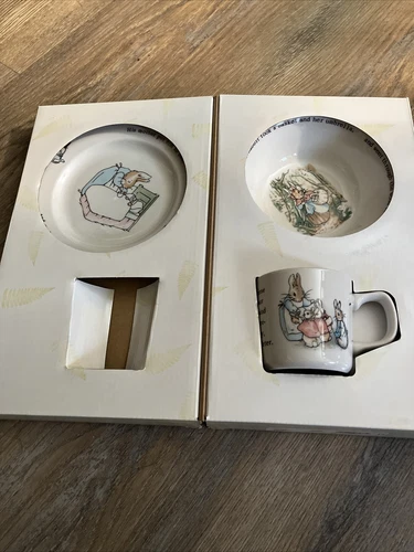 Beatrix Potter PETER RABBIT Wedgwood 3Pc Mug/Bowl/Plate Set 2006 England NIB