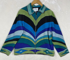 Vintage Carol Patterson Jacket Women Large 100 Silk Jeweled Psychedelic print