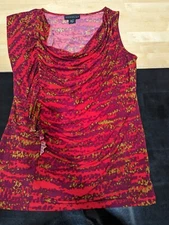 Womens attention red sleeveless blouse top sz l