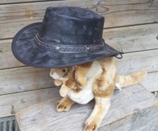 brauner leichter echt Leder Hut knautschbar Antik Look braun - ähnelt Känguru