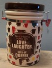 Ceramic Love Laugh Coffee Canister Scoop Cracker Barrel Breakfast Makes Me Happy