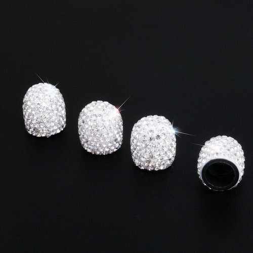 White Diamond Bling Car Wheel Tire Valve Stem Cap Cover Decorative Accessories - Picture 8 of 9