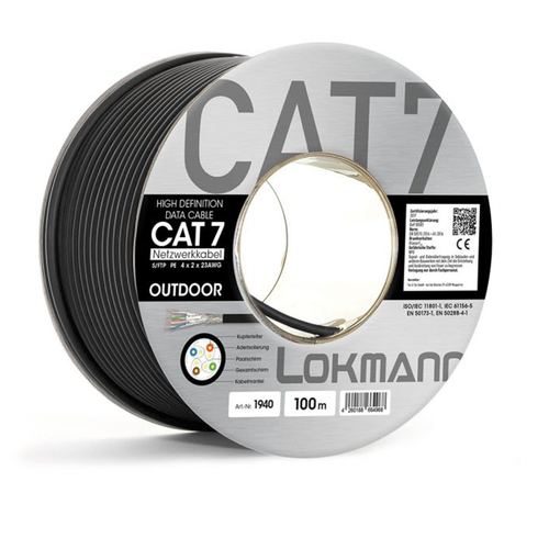 100 meter Cat 7 Outdoor Verlegekabel Erdkabel Netzwerkkabel  Kupfer,UV, Schwarz - Afbeelding 3 van 5