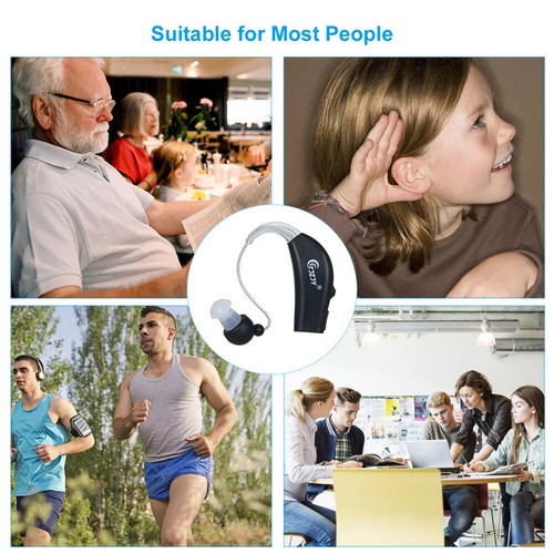 Rechargeable Hearing Aids Black Seniors Behind-ear Sound Amplifier EU/US Plug - Picture 2 of 11