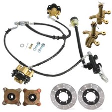 Go Kart Front 4 Stud Wheel Hub Knuckle w/ Foot Brake Caliper Rotor For ATV Trike