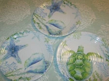 Summer House Nantucket 3 melamine dinner plates coastal