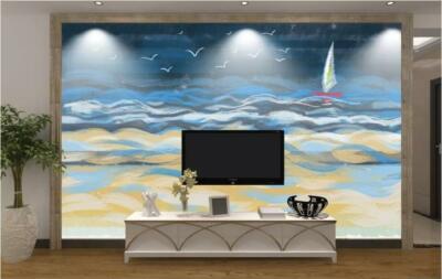 3D Wave Boat A58 Wallpaper Wall Mural Removable Self-adhesive Sticker Zoe