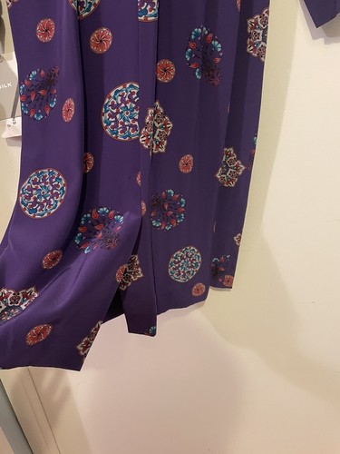 Liz Claiborne Kleid Vintage Größe 6 lila Midi 100 % reine Seide Langarm neu mit Etikett - Bild 14 von 15