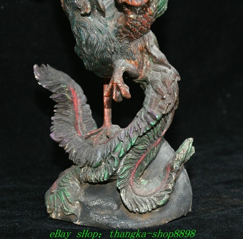 Tableau ancien 5,9'' Chine buis sculpté main Feng Shui Phénix oiseau statue expédition