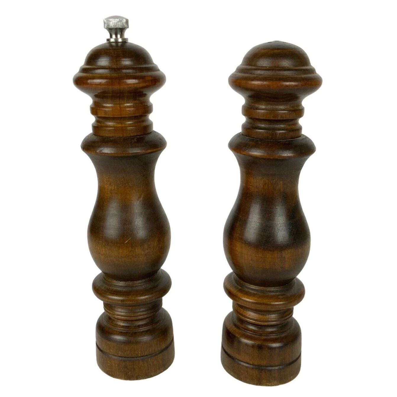 Vintage Woodcrest By Styson Solid Wood Salt Shaker Pepper Mill Grinder Set Japan