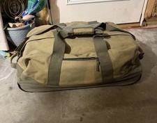 LL Bean Olive Green Canvas Rolling Duffle Bag...