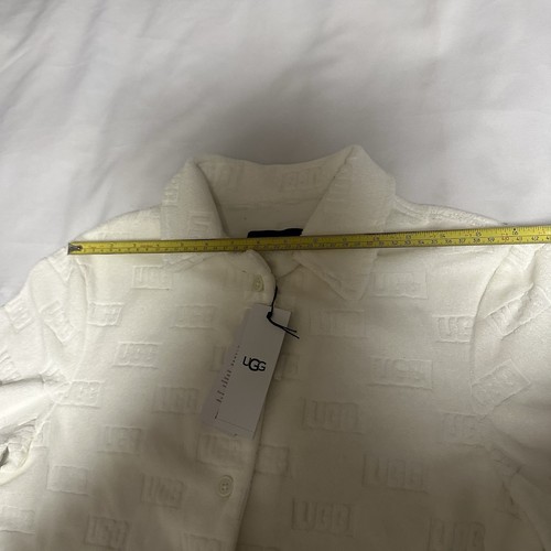 UGG Button Up Collared Top Blouse Shirt Women Size S Cotton short sleeve white - Picture 8 of 18
