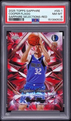 2025-26 Topps Chrome Sapphire Cooper Flagg Selections RC Red Refractor /10 PSA 8