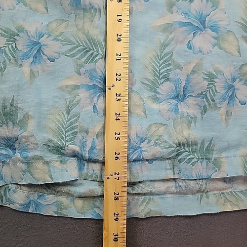 Tommy Bahama Hawaiihemd Herren mittelblau geblümt 100% Leinen Button Down - Bild 12 von 15