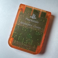 Sony Playstation 1 PS1 Official OEM 15 Block Memory Card SCPH-1020 Clear Orange