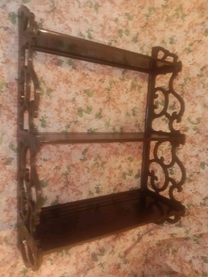 VINTAGE EDWARDIAN KNICK KNACK SHELF WHAT NOT DISPLAY PLATE RACK CUP&SAUCER SALTS