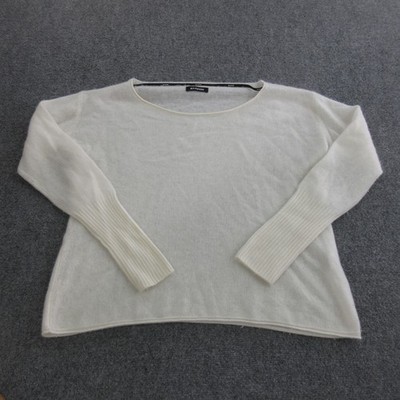 Naadam Sweater Womens L White 100% Cashmere Crewneck Lightweight Knit Pullover