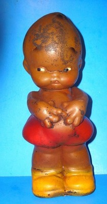 Vtg 1930s Pot Belly BLACK Carnival Kewpie Composite Doll Bank w Wings 11''