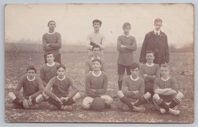RPPC Unidentified Youth Football Team Soccer Players Edwardian Real Photo PC